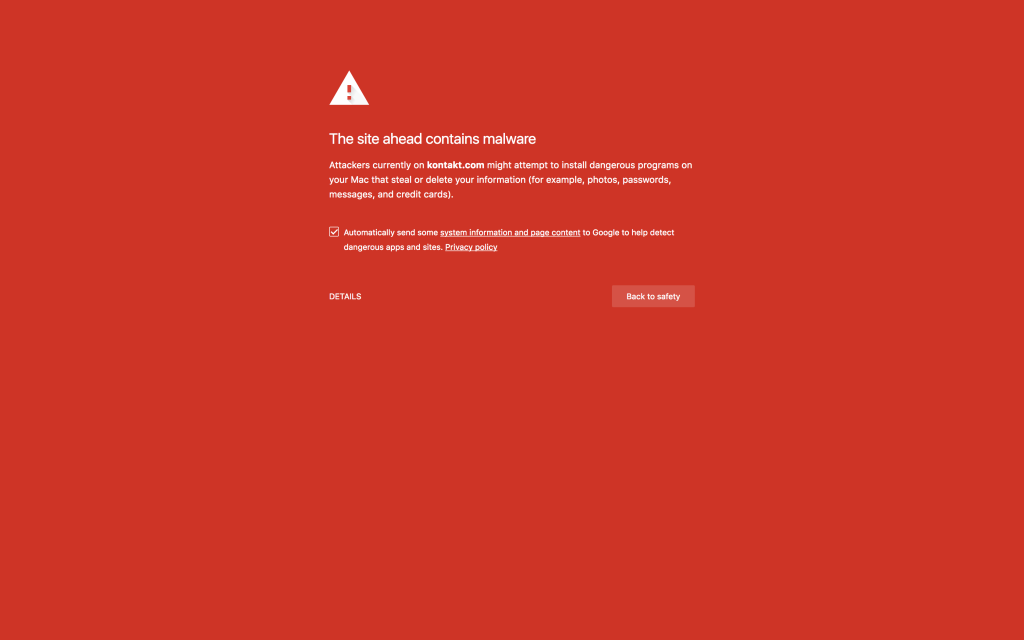 Google Malware warning