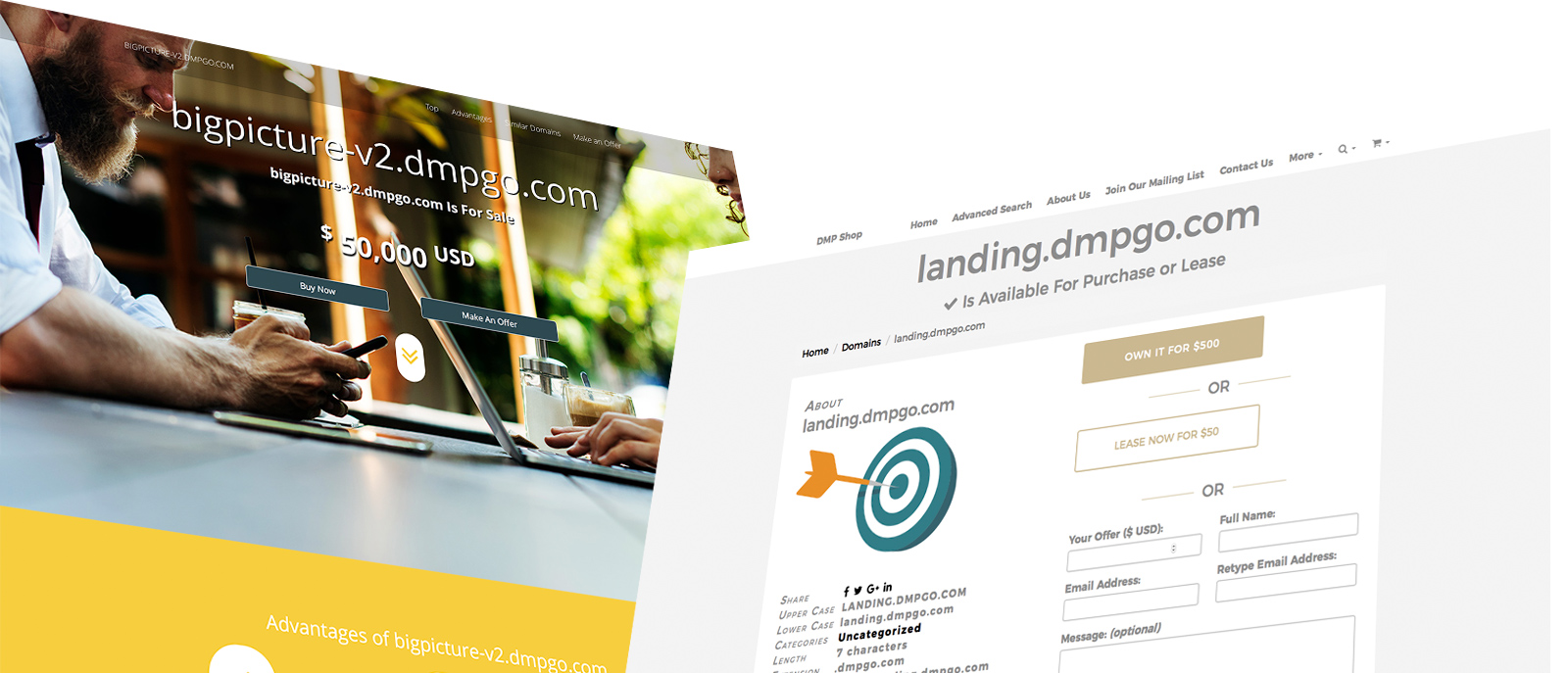 domain landing sales pages