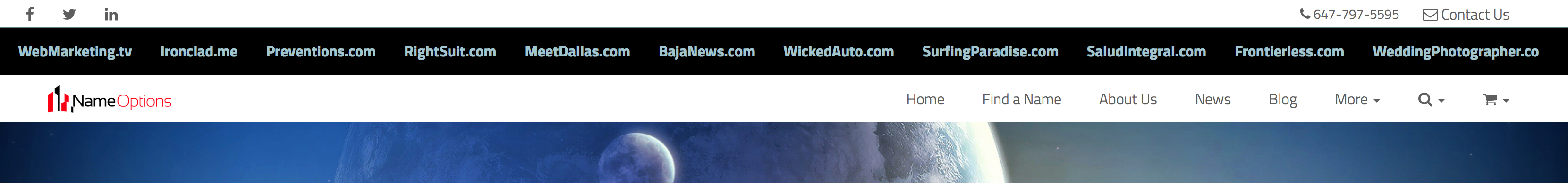 new navigation bar with domain scroller
