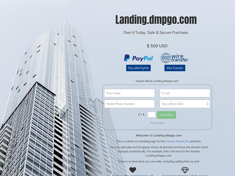 Domain Landing Page: Skyscraper